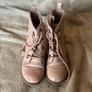 Pink Lace-Up Ankle Boots